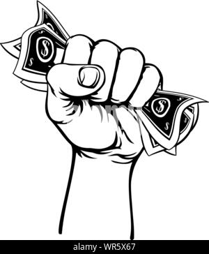 Fist Hand Holding Cash Money Stock Vector