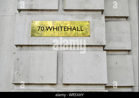The Cabinet Office, 70 Whitehall Sign,Whitehall, London. UK Stock Photo
