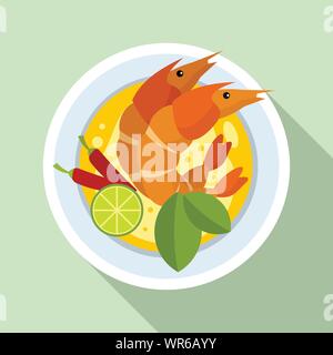 Boiled shrimp thai icon. Flat illustration of boiled shrimp thai vector icon for web design Stock Vector