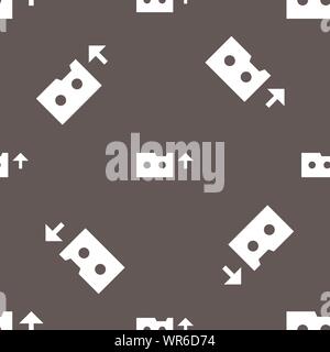 audio cassette icon sign. Seamless pattern on a gray background. Vector Stock Vector