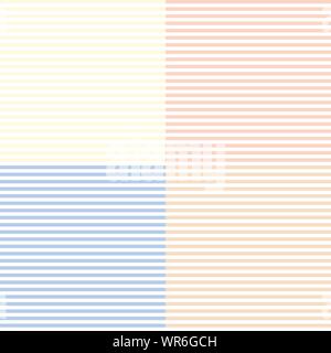 Collection of striped seamless patterns. Vector image of yellow, beige, blue and pink stripes for girl and boy. Concept of holiday, baby shower, birth Stock Vector