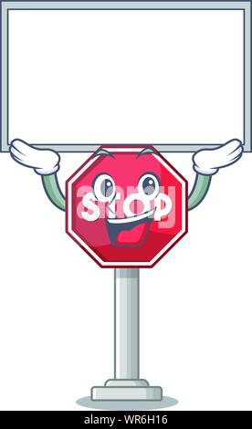 With board sign stop mascot shaped with character Stock Vector Image ...