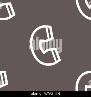 handset icon sign. Seamless pattern on a gray background. Vector Stock Vector