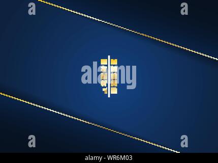 Abstract template diagonal lines striped dark blue gradient background and texture with golden line and space for your text. Luxury style. You can use Stock Vector