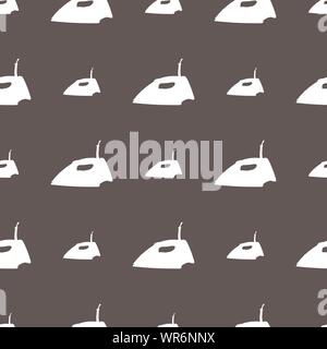 Iron icon sign. Seamless pattern on a gray background. Vector Stock Vector