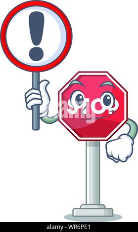 With sign sign stop mascot shaped with character Stock Vector