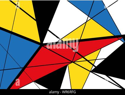Abstract triangles geometric colorful pattern. Mondrian style. Vector illustration Stock Vector