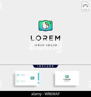 Camera Leaf Logo Template Design Vector Icon Stock Vector