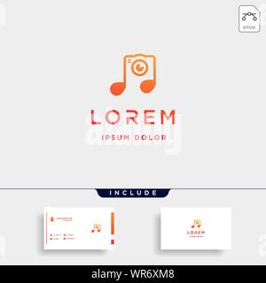 Music Camera Logo Template Vector Sign Design Stock Vector