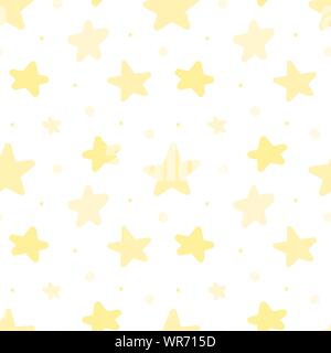Seamless pattern of yellow stars. Concept for baby shower, birthday, holiday, sleep, texture, background, wallpaper, wrapping paper, print for clothes Stock Vector