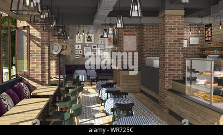 3D rendering of a fast food establishment Stock Photo - Alamy