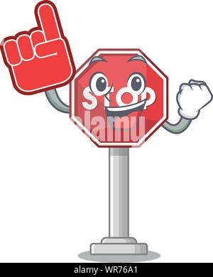 Foam finger sign stop isolated with the cartoon Stock Vector