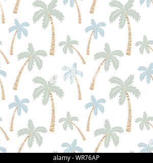 Seamless tropical pattern with palm trees.Vector summer illustration of a flamingo for kids, textiles, background, nursery, birthday, shower, paper, c Stock Vector
