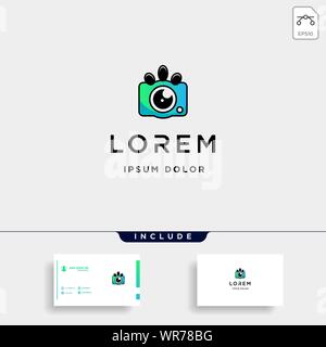 Dog Paw Camera Logo Template Vector Design Stock Vector
