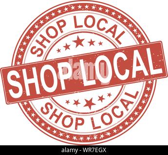Shop Local Small Business Rubber Stamp on white background Stock Vector