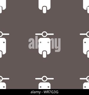 motorcycle icon sign. Seamless pattern on a gray background. Vector Stock Vector