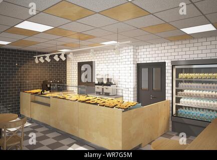 3D rendering of a fast food establishment Stock Photo - Alamy