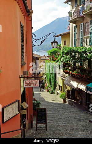 Narrow street in Bellagio on Lake Como - Lecco, Lombardy, Italy Stock Photo