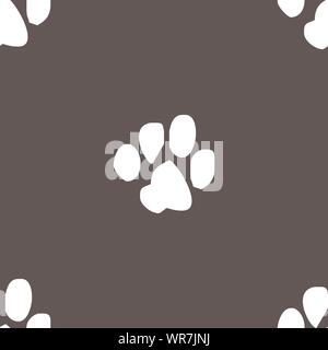 trace dogs icon sign. Seamless pattern on a gray background. Vector Stock Vector