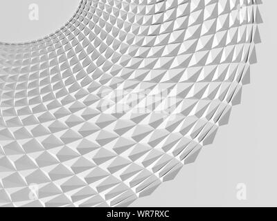 Abstract geometric background with white parametric round structure. Digital pattern, 3d rendering illustration Stock Photo