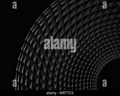 Abstract geometric background with black parametric round structure. Digital pattern, 3d rendering illustration Stock Photo