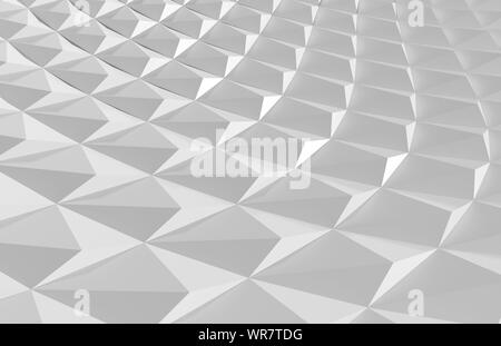 Abstract geometric background with white parametric triangular structure. Digital graphic pattern, 3d rendering illustration Stock Photo