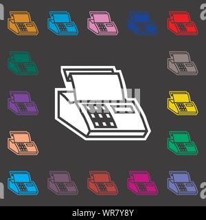 Cash register machine icon sign. Lots of colorful symbols for your design. Vector Stock Vector