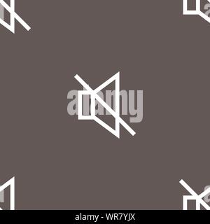 without sound, mute icon sign. Seamless pattern on a gray background. Vector Stock Vector