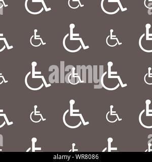 disabled icon sign. Seamless pattern on a gray background. Vector Stock Vector