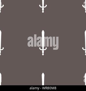 the sword icon sign. Seamless pattern on a gray background. Vector Stock Vector