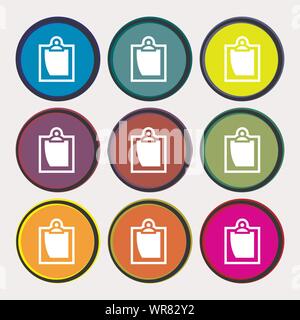 sheet of paper icon sign. Nine multi colored round buttons. Vector Stock Vector