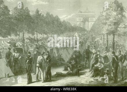 Franco-Prussian War: Troops encamped in the Champs Elysees, Paris 1870