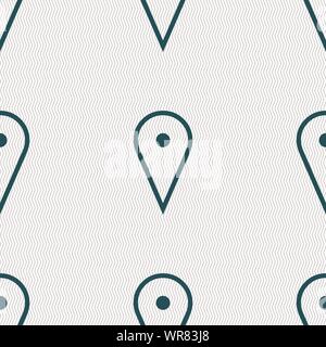 map poiner icon sign. Seamless pattern with geometric texture. Vector Stock Vector