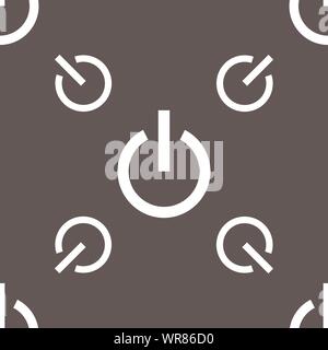 Power icon sign. Seamless pattern on a gray background. Vector Stock Vector