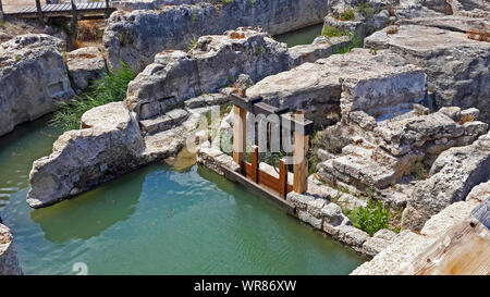 Israel, Maagan Michael, Nahal Taninim - Crocodile Stream national park, The ancient floodgate device and Roman Aqueduct Stock Photo