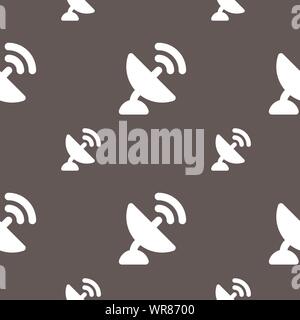 satellite antenna icon sign. Seamless pattern on a gray background. Vector Stock Vector