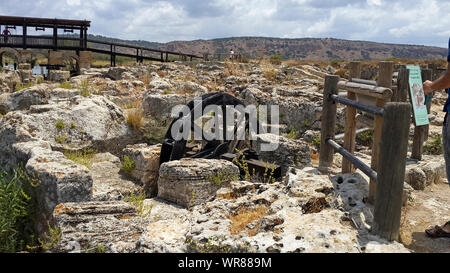 Israel, Maagan Michael, Nahal Taninim - Crocodile Stream national park, The ancient floodgate device and Roman Aqueduct Stock Photo