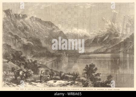 The lake of Geneva - by W. Collingwood Smith. Switzerland 1856 ILN full page Stock Photo