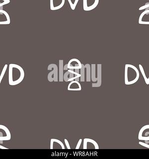dvd icon sign. Seamless pattern on a gray background. Vector Stock Vector