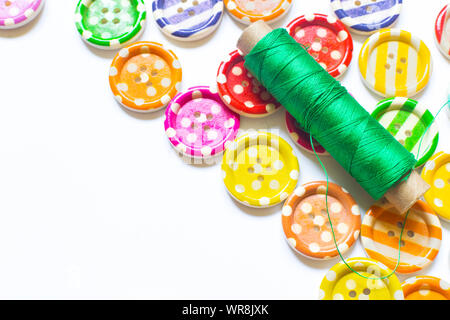.Various sewing buttons isolated on white background Stock Photo