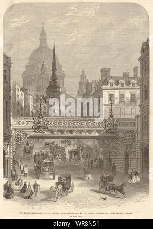 Ludgate Hill railway bridge. London, Chatham & Dover Railway Company 1863 Stock Photo