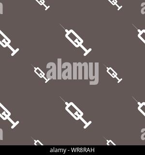 syringe icon sign. Seamless pattern on a gray background. Vector Stock Vector