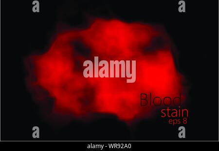 Red watercolor texture resembling a deep red blood stain on black background. Soft edges and crimson red pastel tones. eps8. Stock Vector