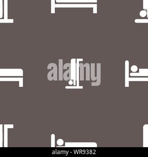 Hotel icon sign. Seamless pattern on a gray background. Vector Stock Vector