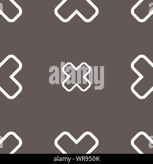 Cancel icon sign. Seamless pattern on a gray background. Vector Stock Vector