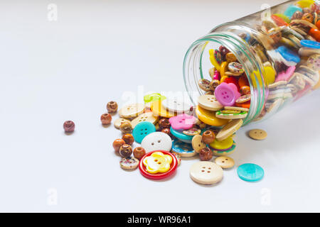 .Various sewing buttons isolated on white background Stock Photo