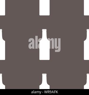 bottle icon sign. Seamless pattern on a gray background. Vector Stock Vector