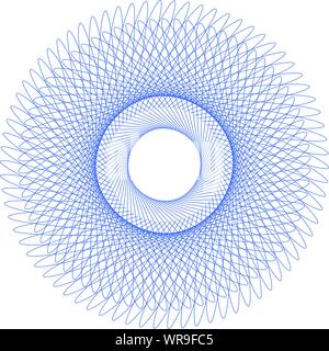 Abstract wireframe blue concentric circles pattern, formed by curved parallel lines. Minimal, simple graphic asset that can be easily shaped and color Stock Vector