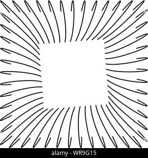 Abstract wireframe black square frame, formed by curved parallel lines. Minimal, simple graphic asset that can be easily shaped and colored with Adobe Stock Vector