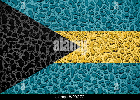 Bahamas national flag made of water drops. Background forecast season concept. Stock Photo